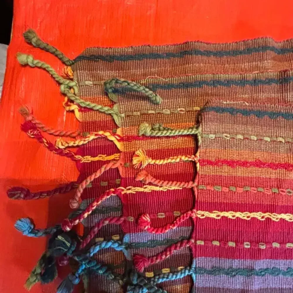 Handmade Woven Striped Placemats Set of 3 Boho Table Linens